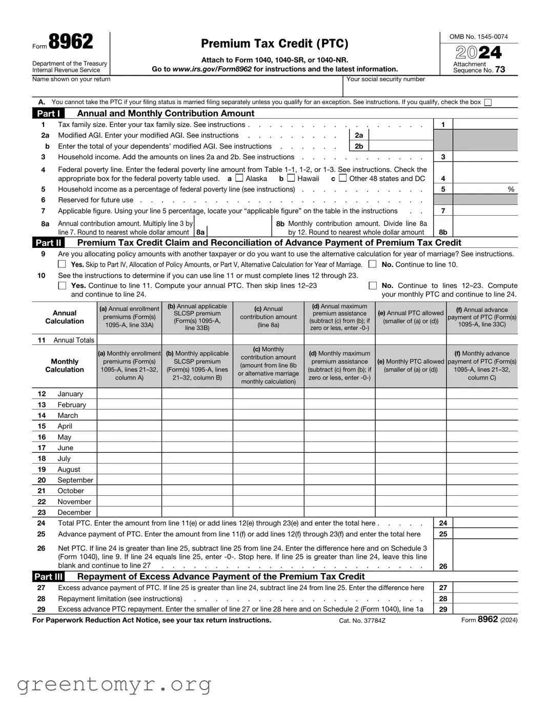 Fill in a Valid IRS 8962 Template