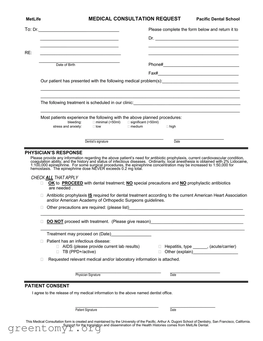Fill in a Valid Medical Consultation Request Template