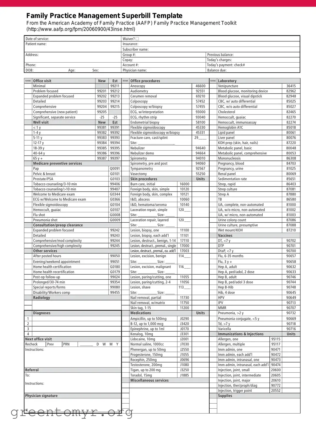 Fill in a Valid Family Practice Superbill Template
