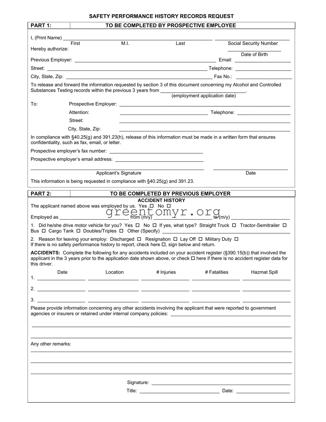 Fill in a Valid History Records Request Template