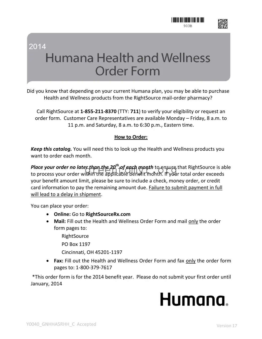 Fill in a Valid Humana Order Template