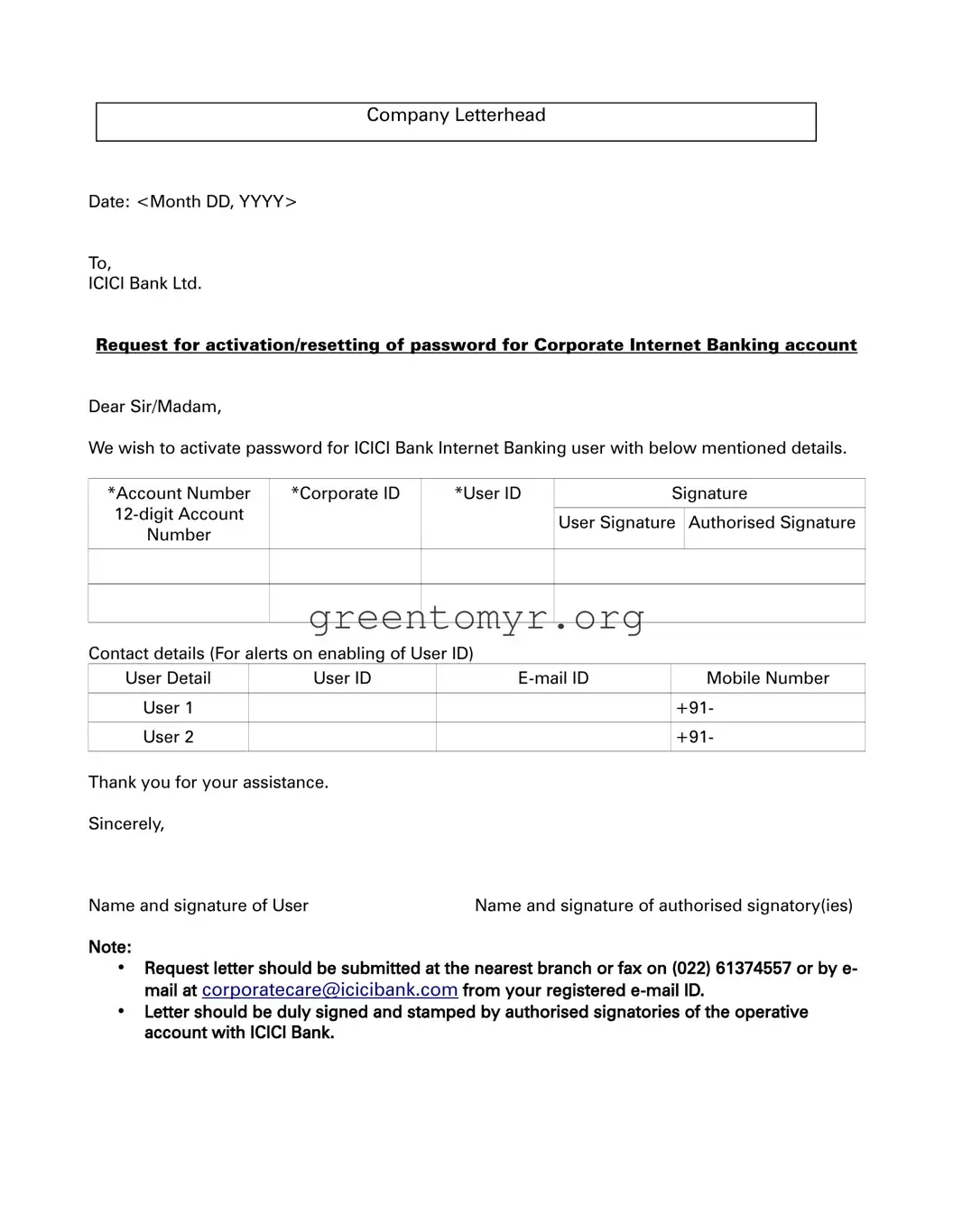 Fill in a Valid Icici Bank Letterhead Format Template