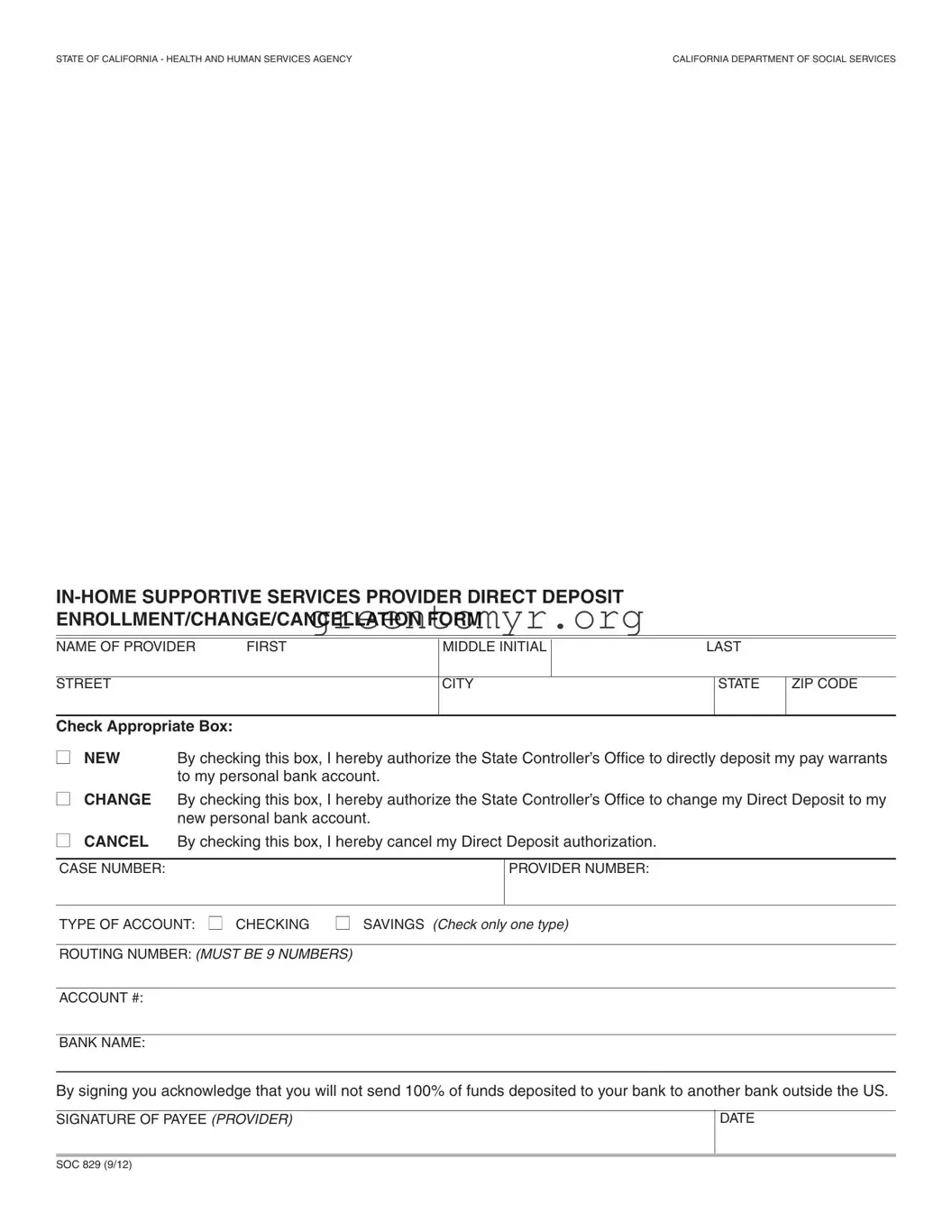 Fill in a Valid Ihss Direct Deposit Template