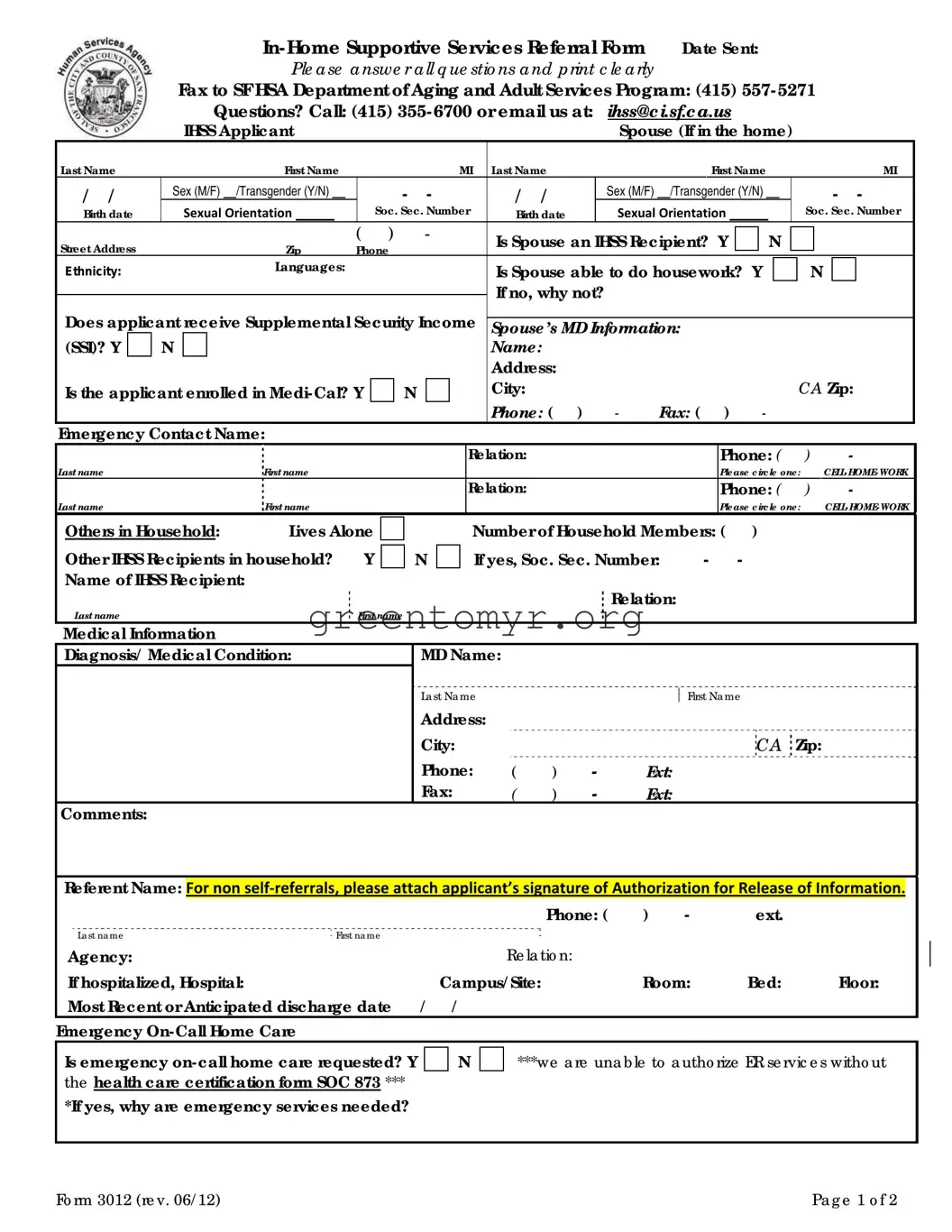 Fill in a Valid Ihss Referral Template