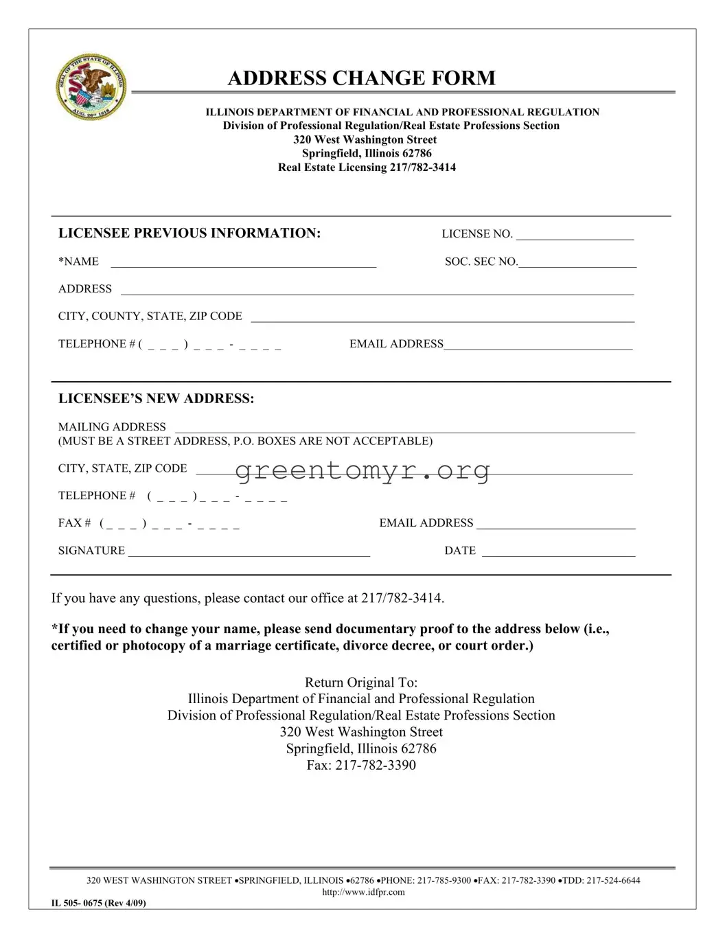 Fill in a Valid Il 505 0675 Template