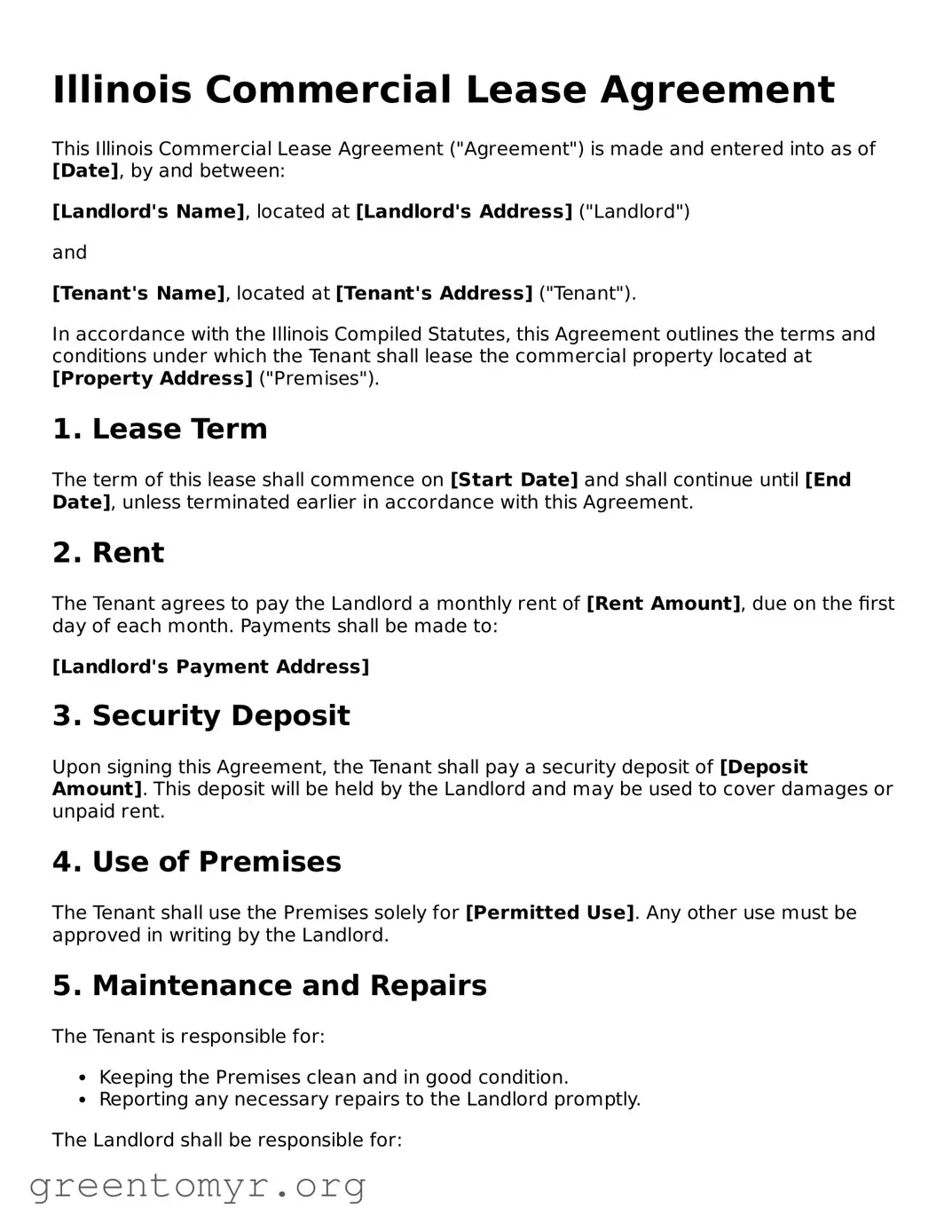Commercial Lease Agreement Form for the State of Illinois