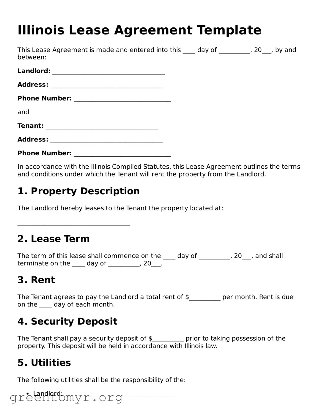 Lease Agreement Form for the State of Illinois