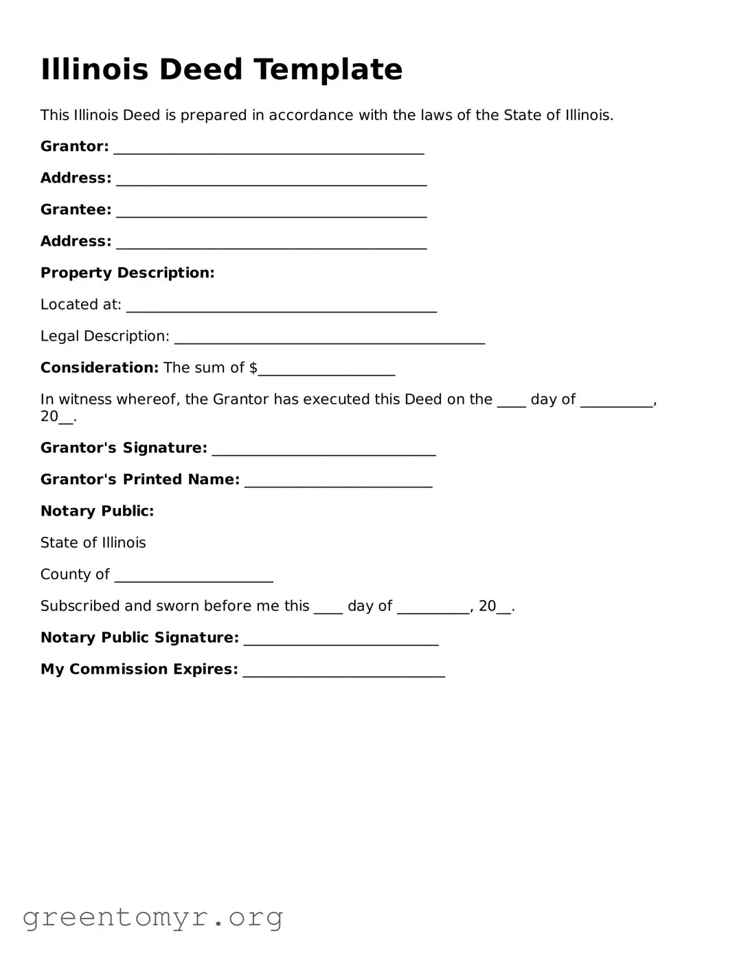 Deed Form for the State of Illinois