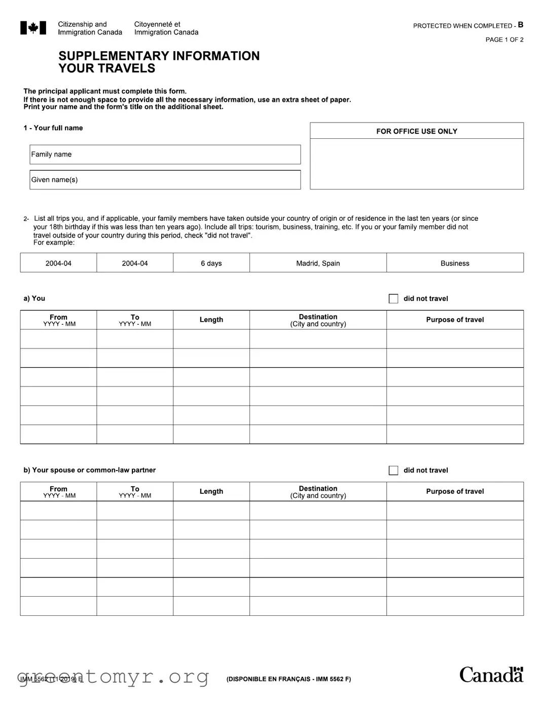 Fill in a Valid Imm 5562 Template
