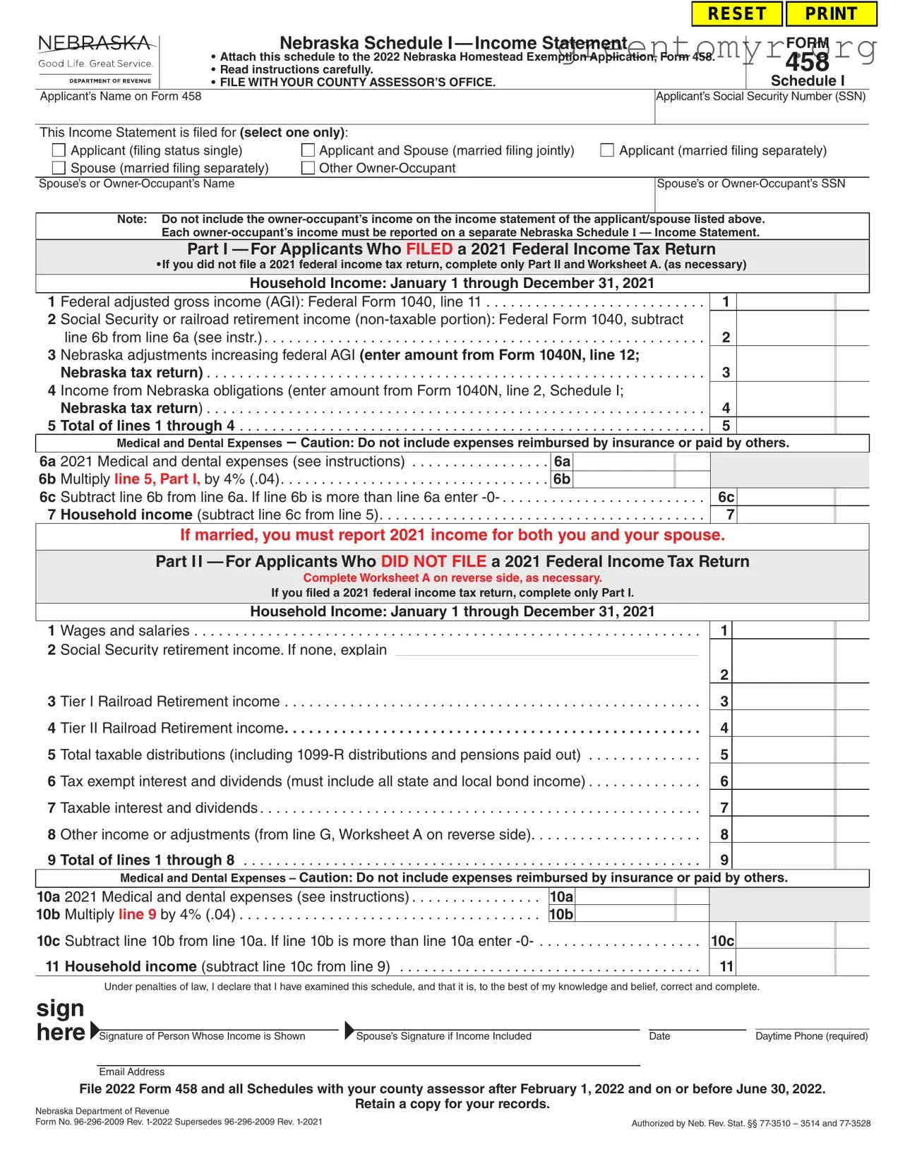 Fill in a Valid Ne 458 Template