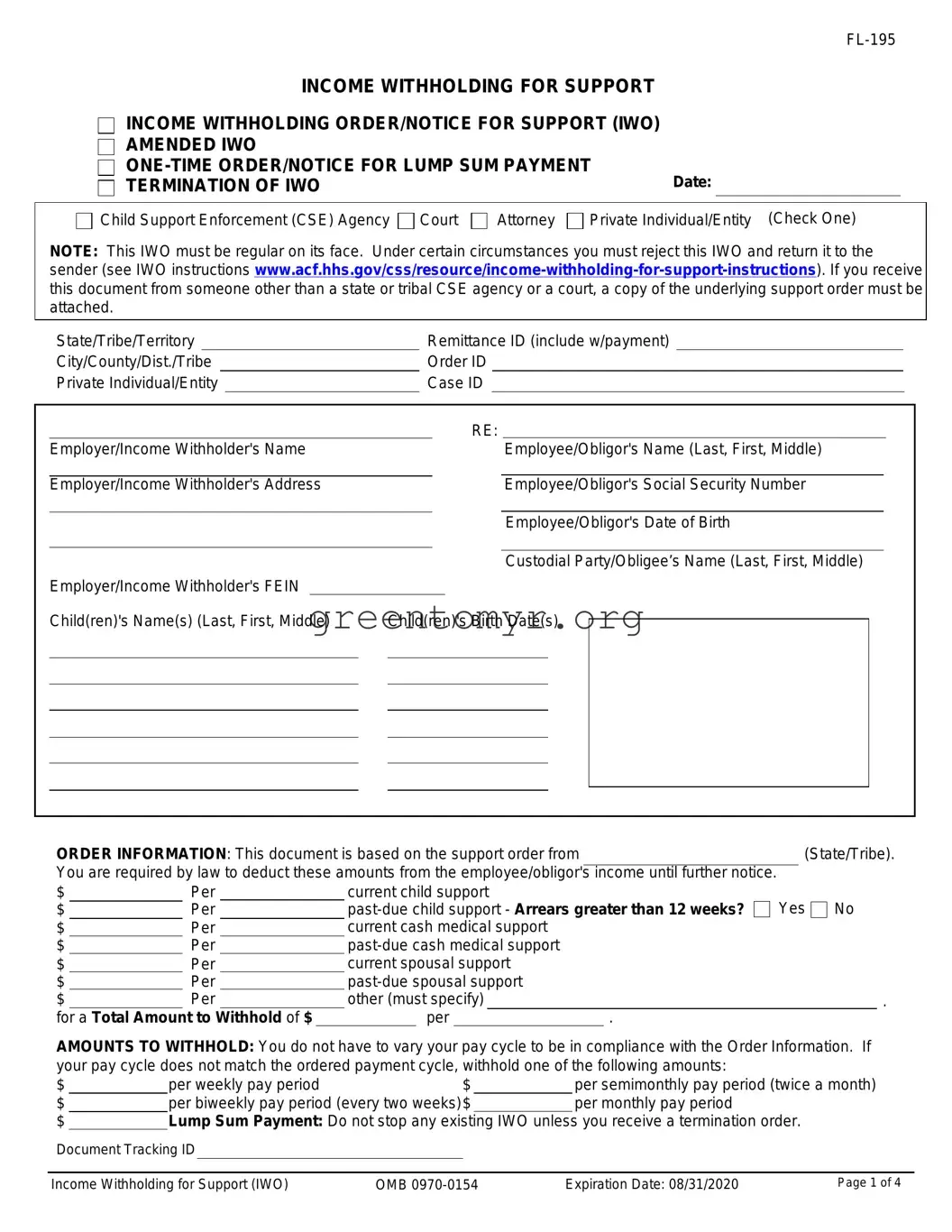 Fill in a Valid Income Withholding Template