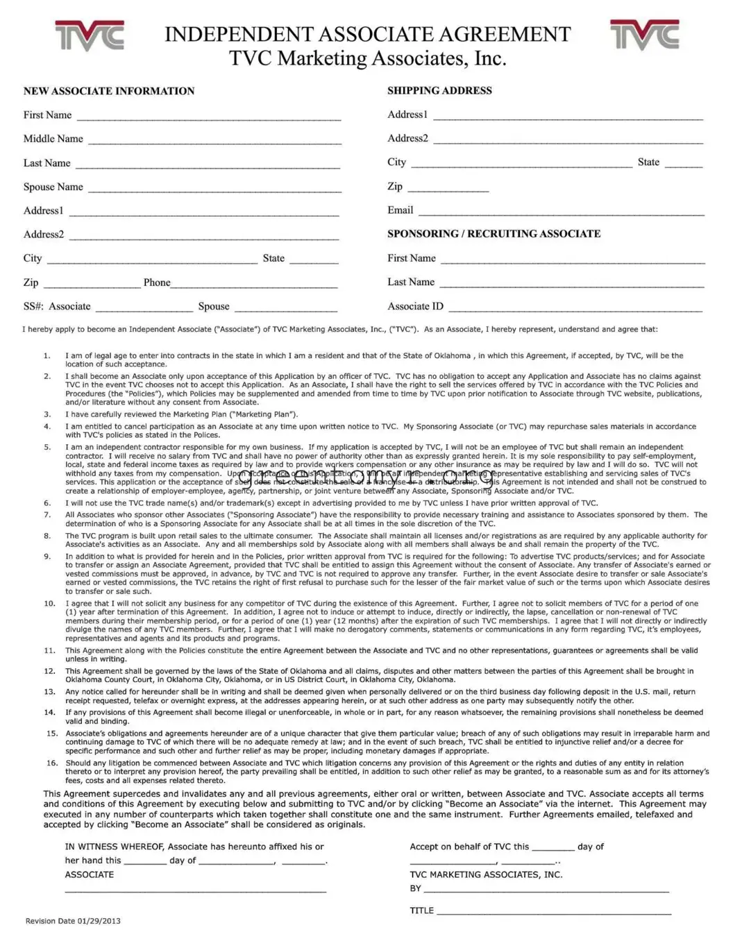 Fill in a Valid Independent Associate Agreement Template