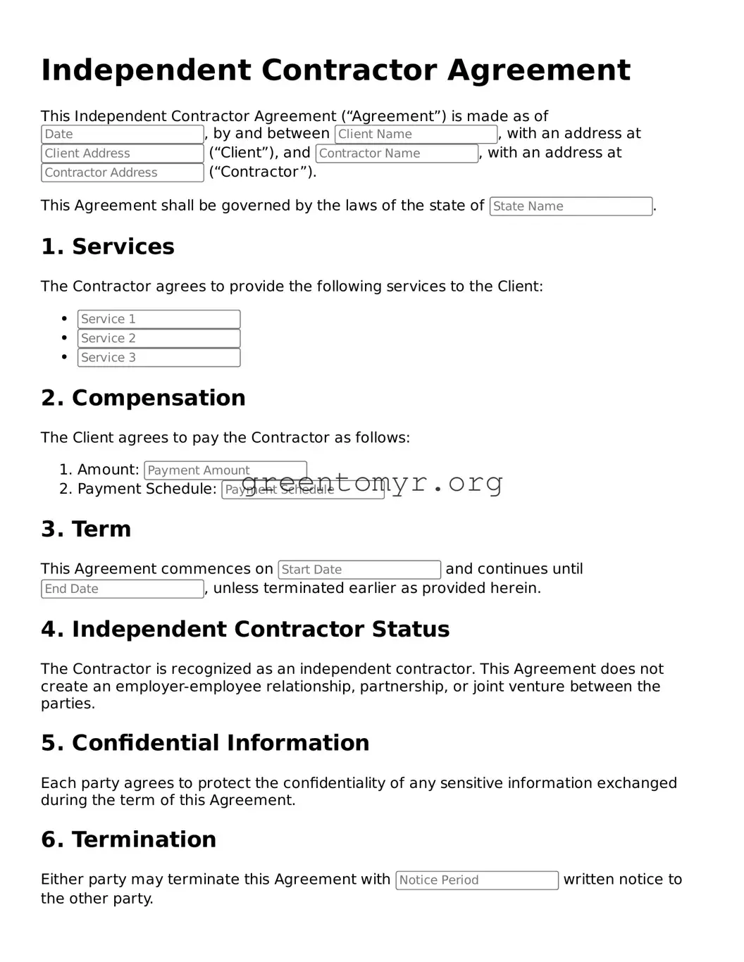 Valid Independent Contractor Agreement Form