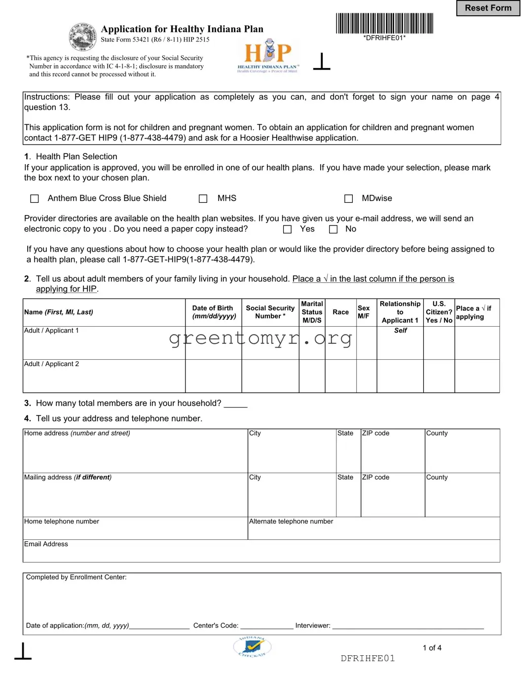 Fill in a Valid Indiana 53421 Template