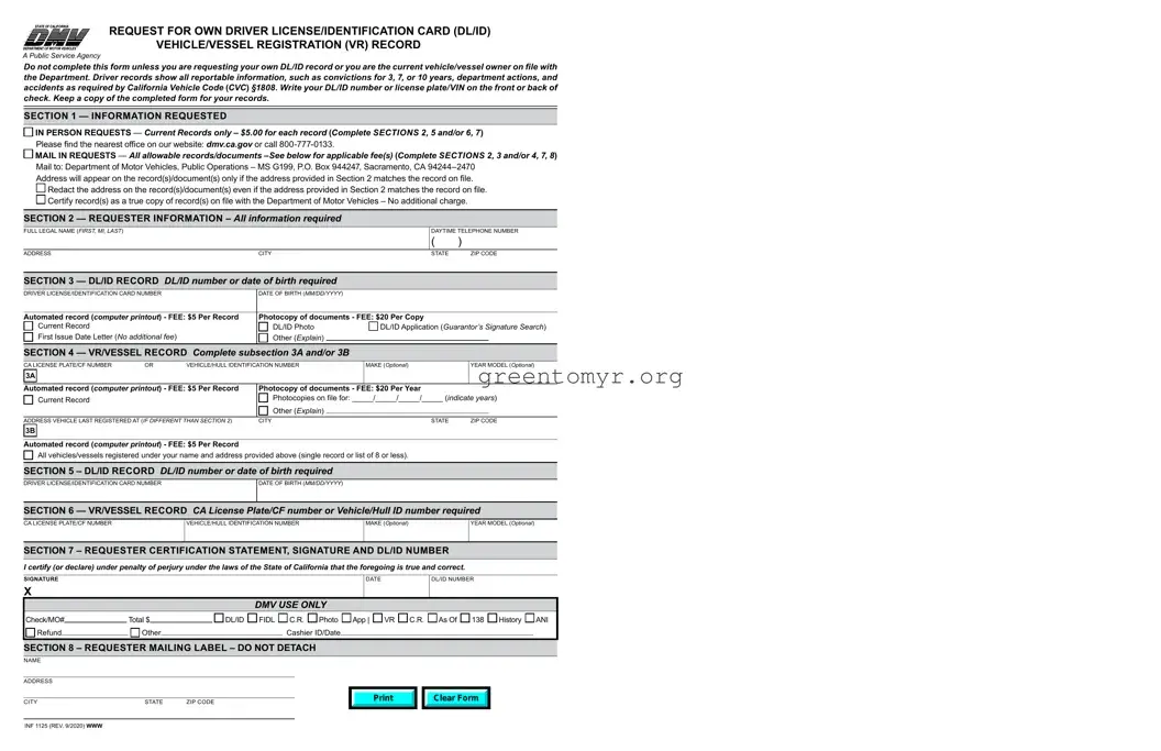 Fill in a Valid Inf 1125 Template