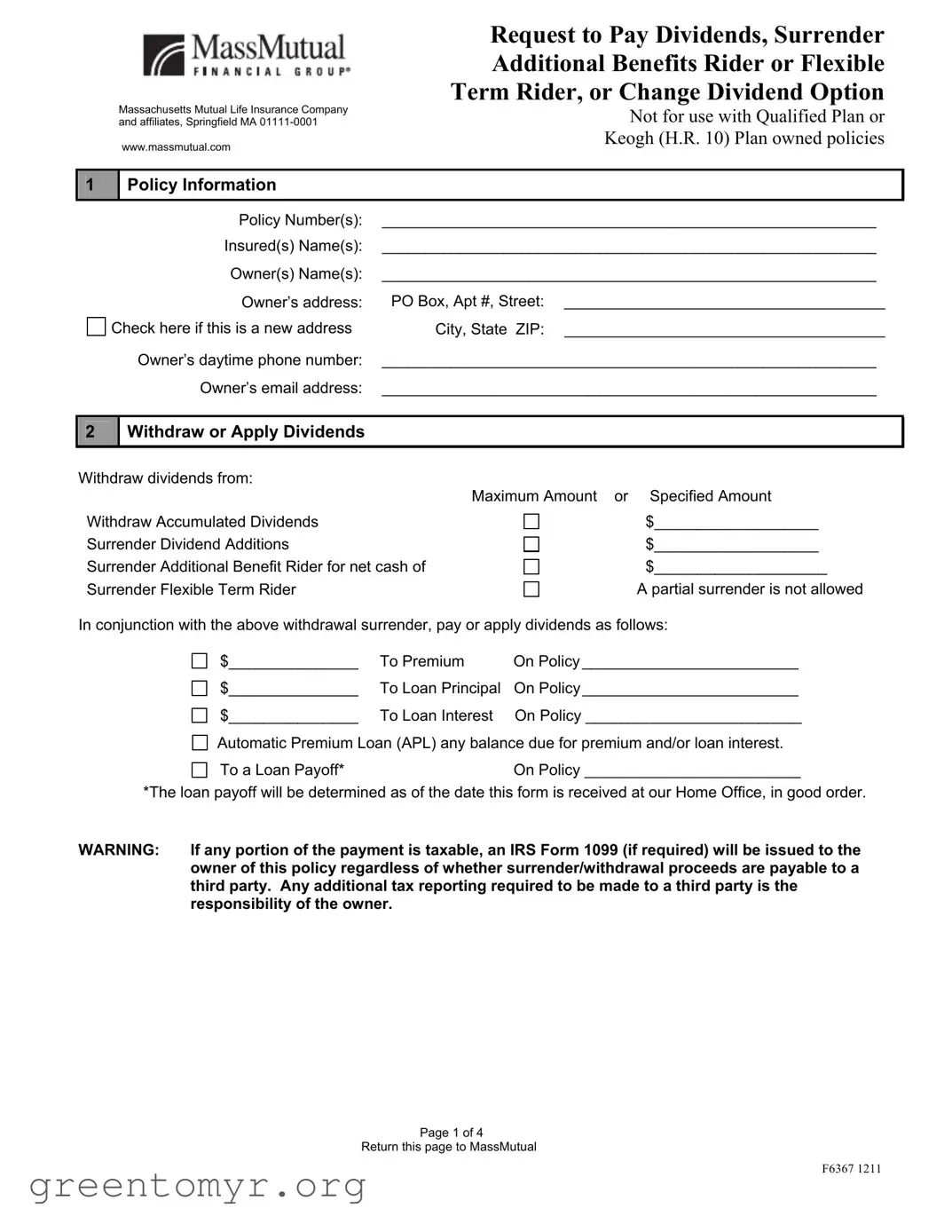 Fill in a Valid Mass Mutual Policy Surrender Template