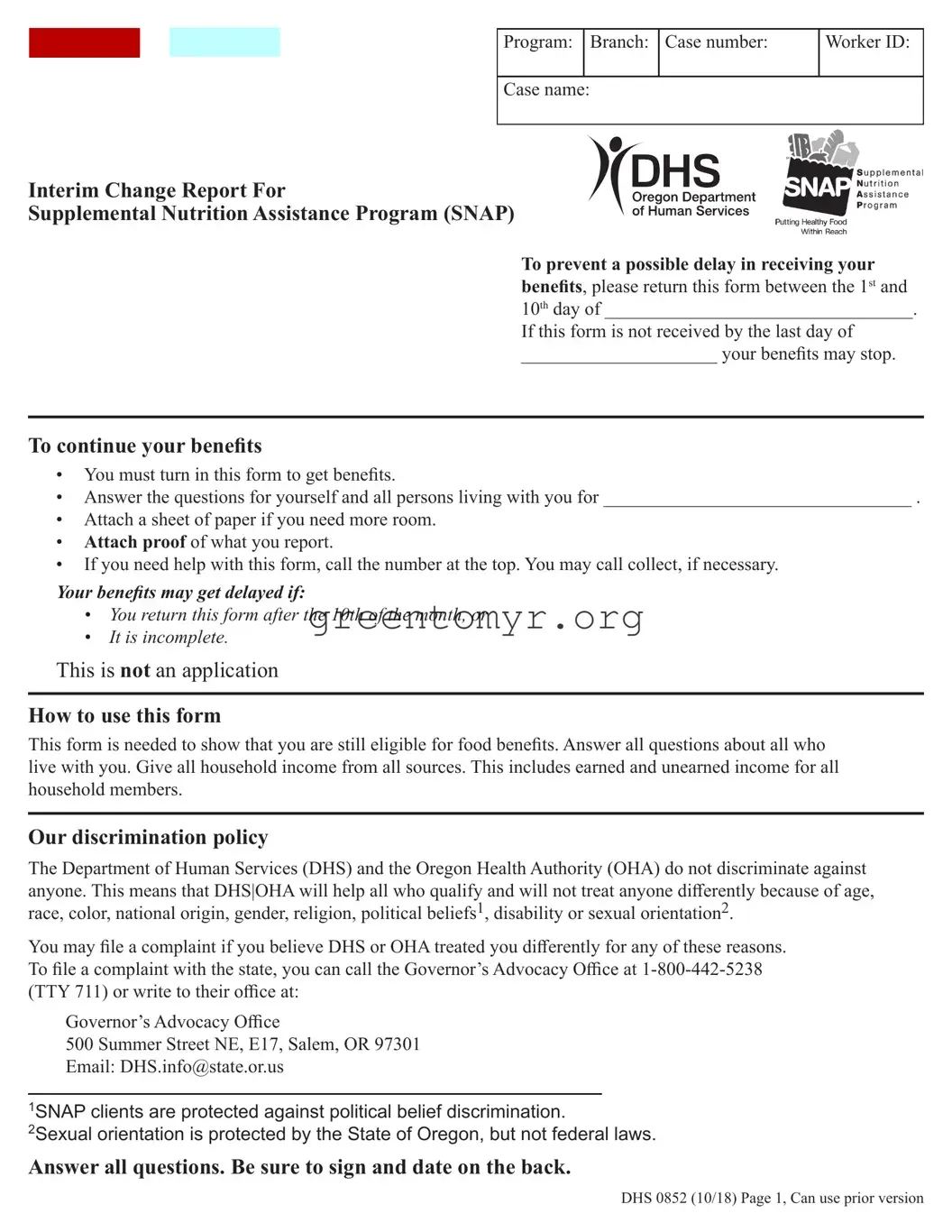 Fill in a Valid Interim Change Report Template