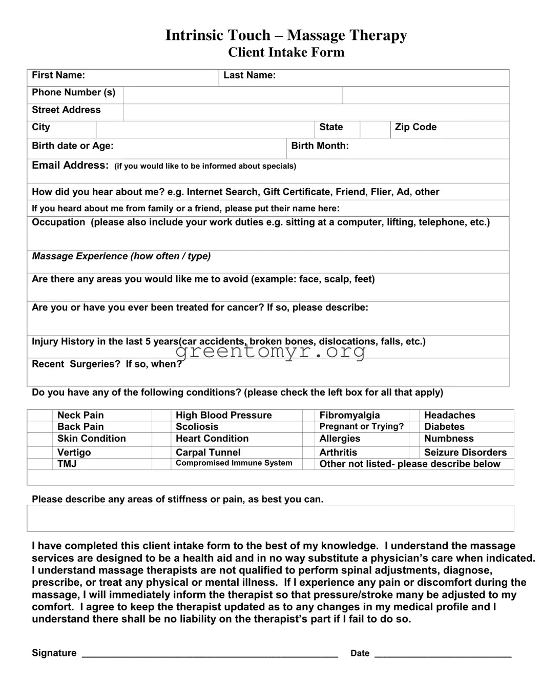 Fill in a Valid Invoice Massage Therapy Template