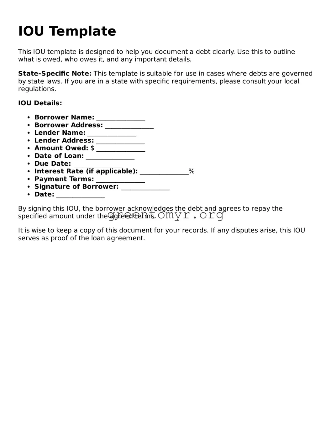 Valid IOU Form