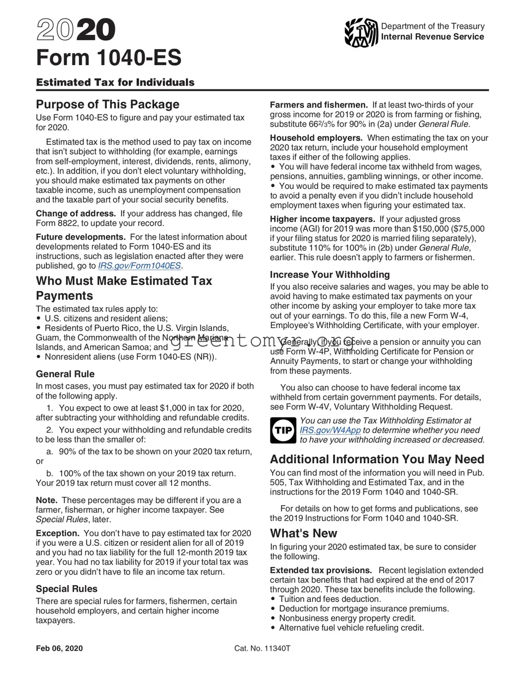 Fill in a Valid IRS 1040-ES Template