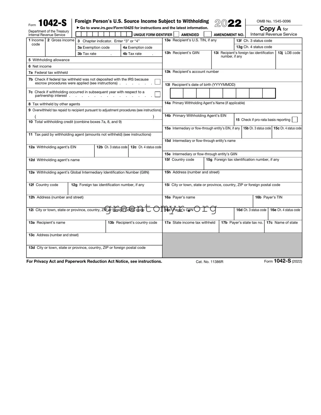 Fill in a Valid IRS 1042-S Template