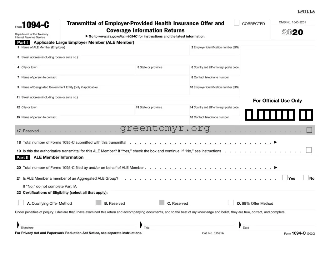 Fill in a Valid IRS 1094-C Template