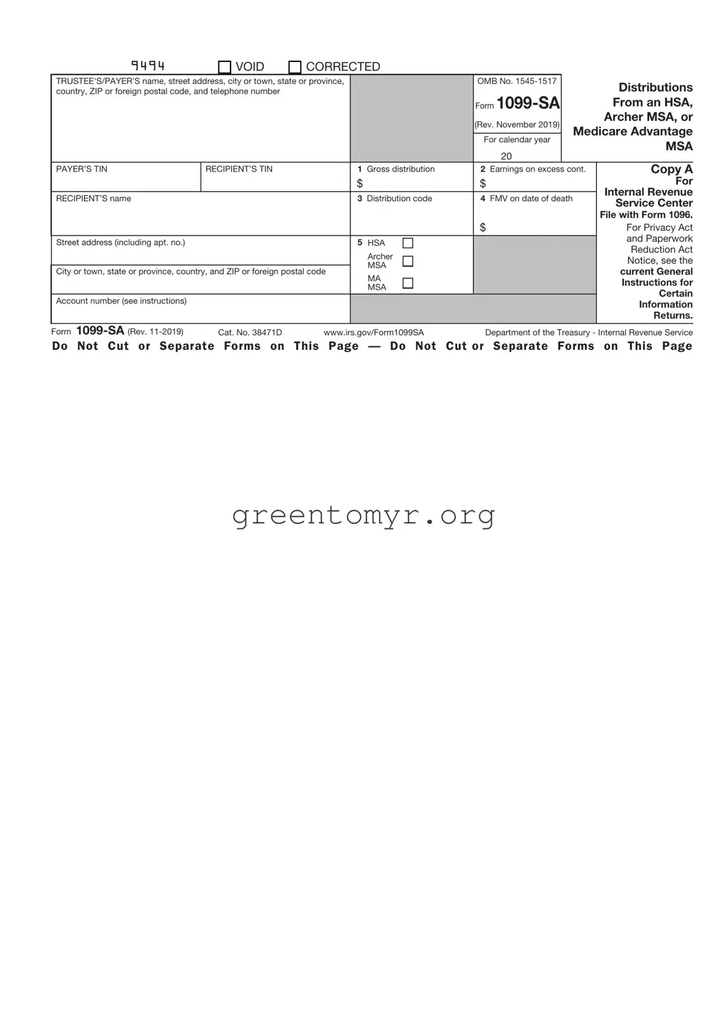 Fill in a Valid IRS 1099-SA Template