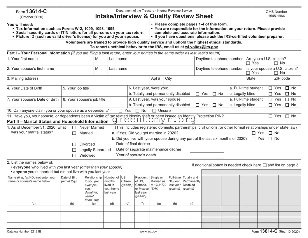 Fill in a Valid IRS 13614-C Template