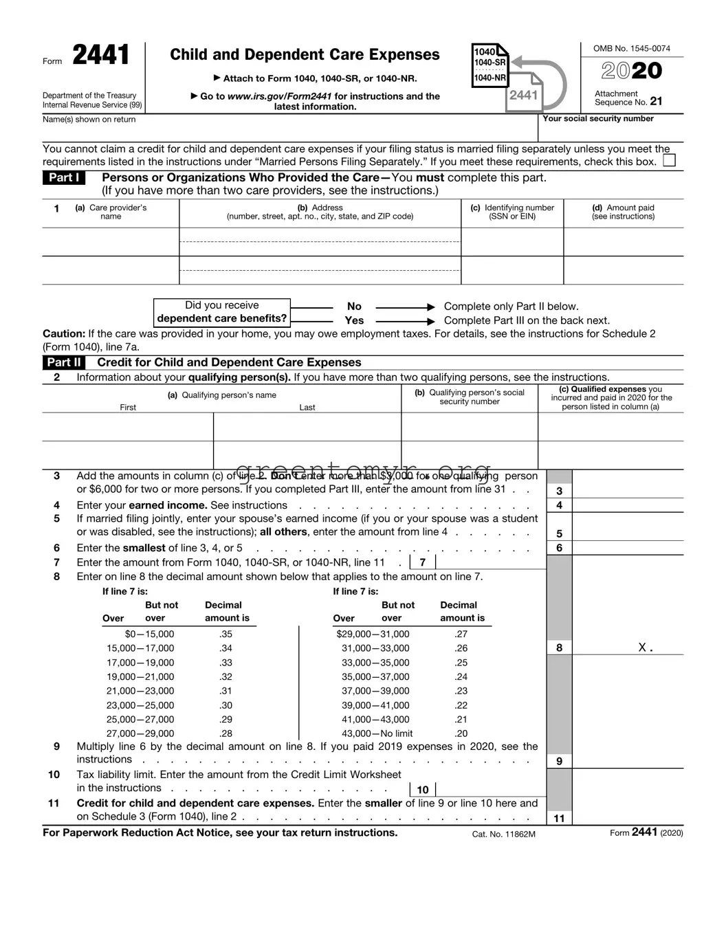 Fill in a Valid IRS 2441 Template