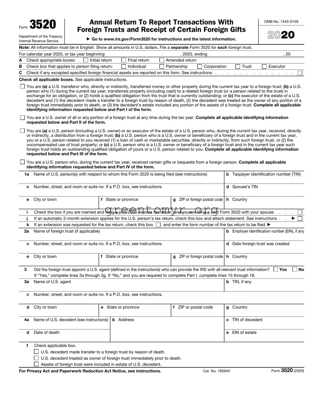 Fill in a Valid IRS 3520 Template