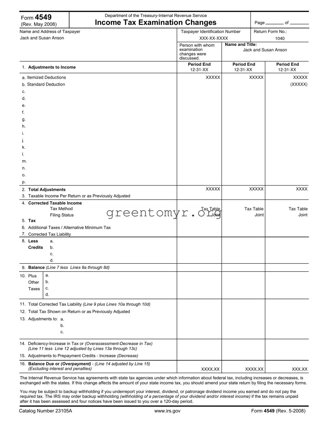 Fill in a Valid Irs 4549 Template