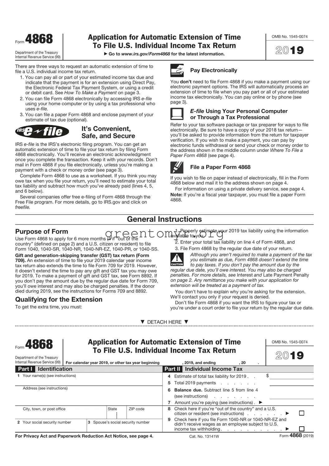 Fill in a Valid IRS 4868 Template