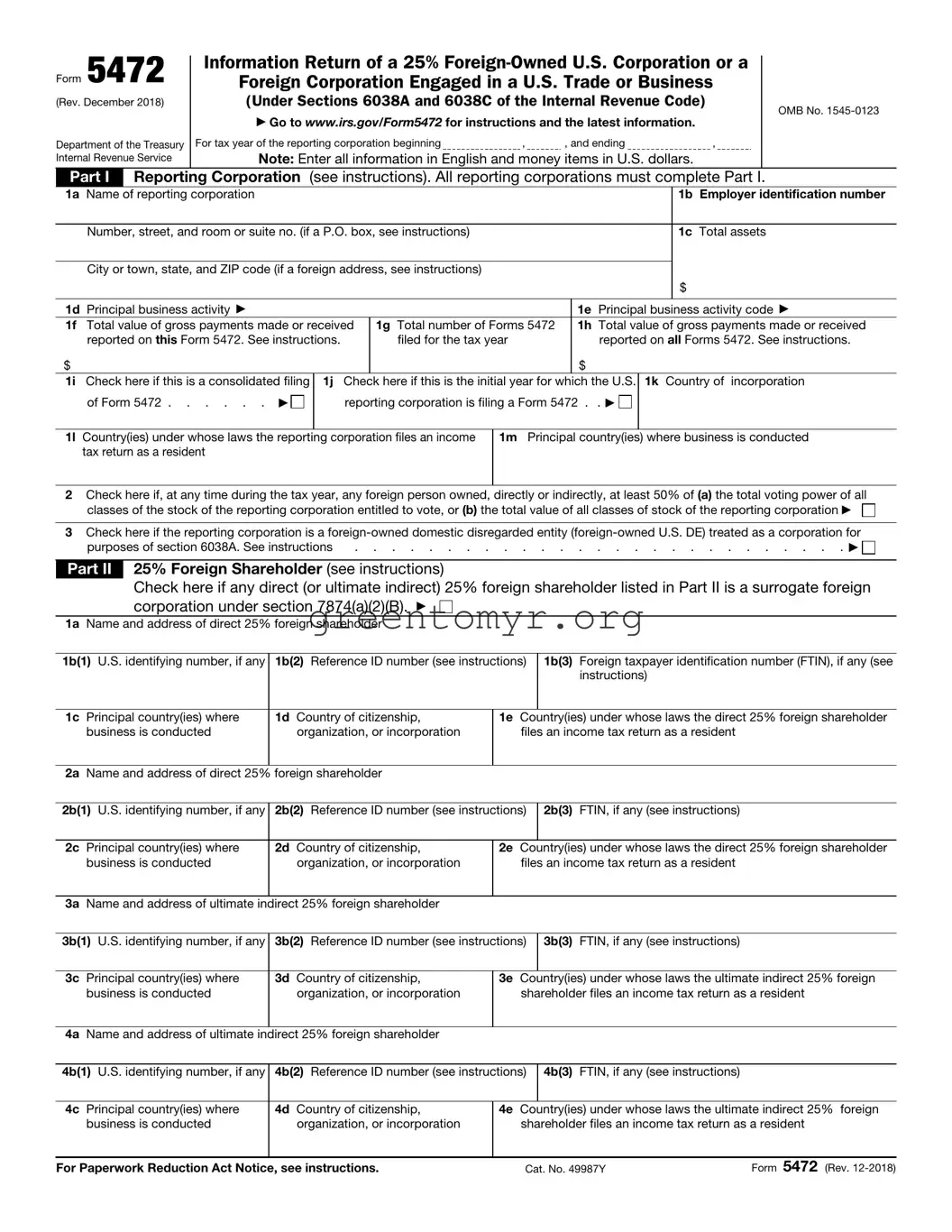Fill in a Valid IRS 5472 Template