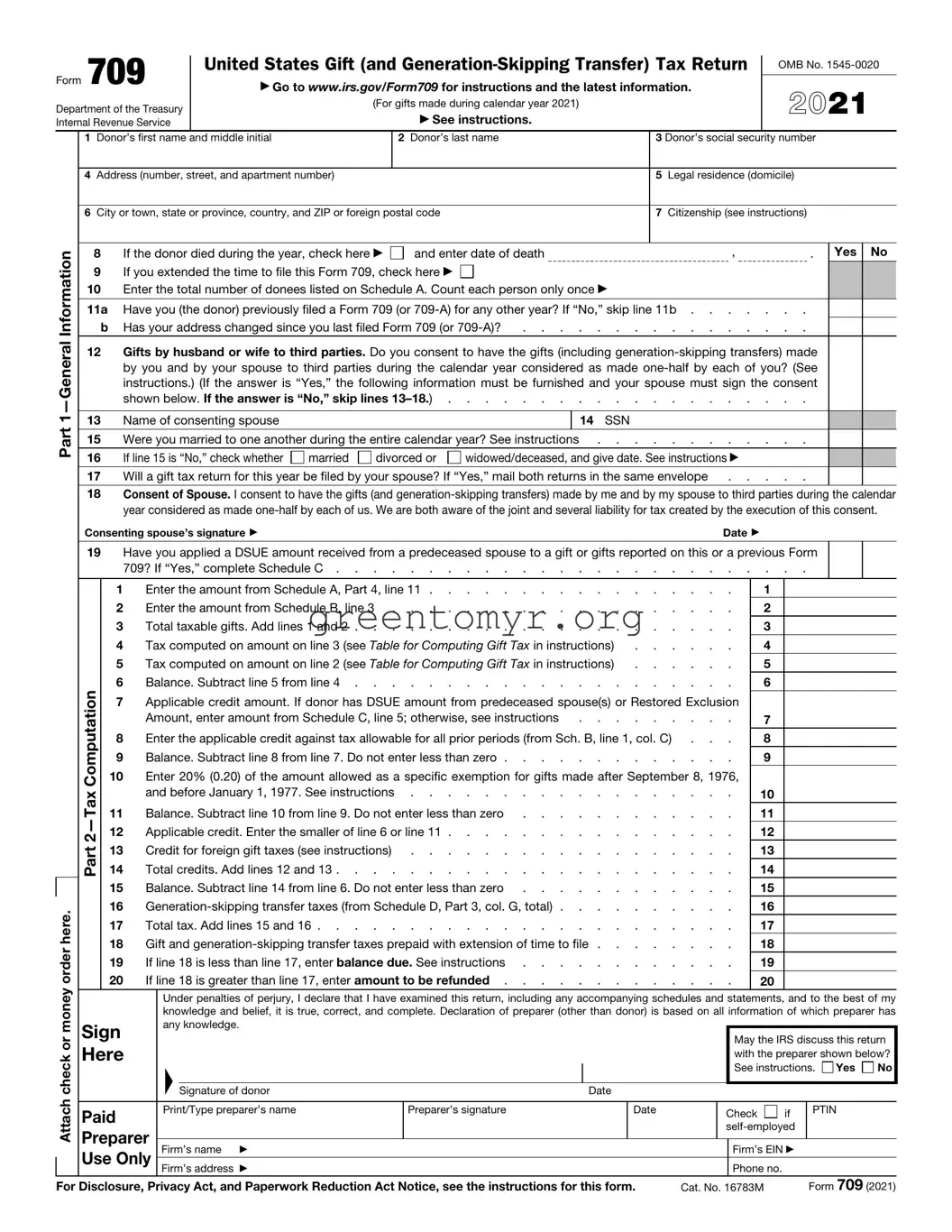 Fill in a Valid IRS 709 Template