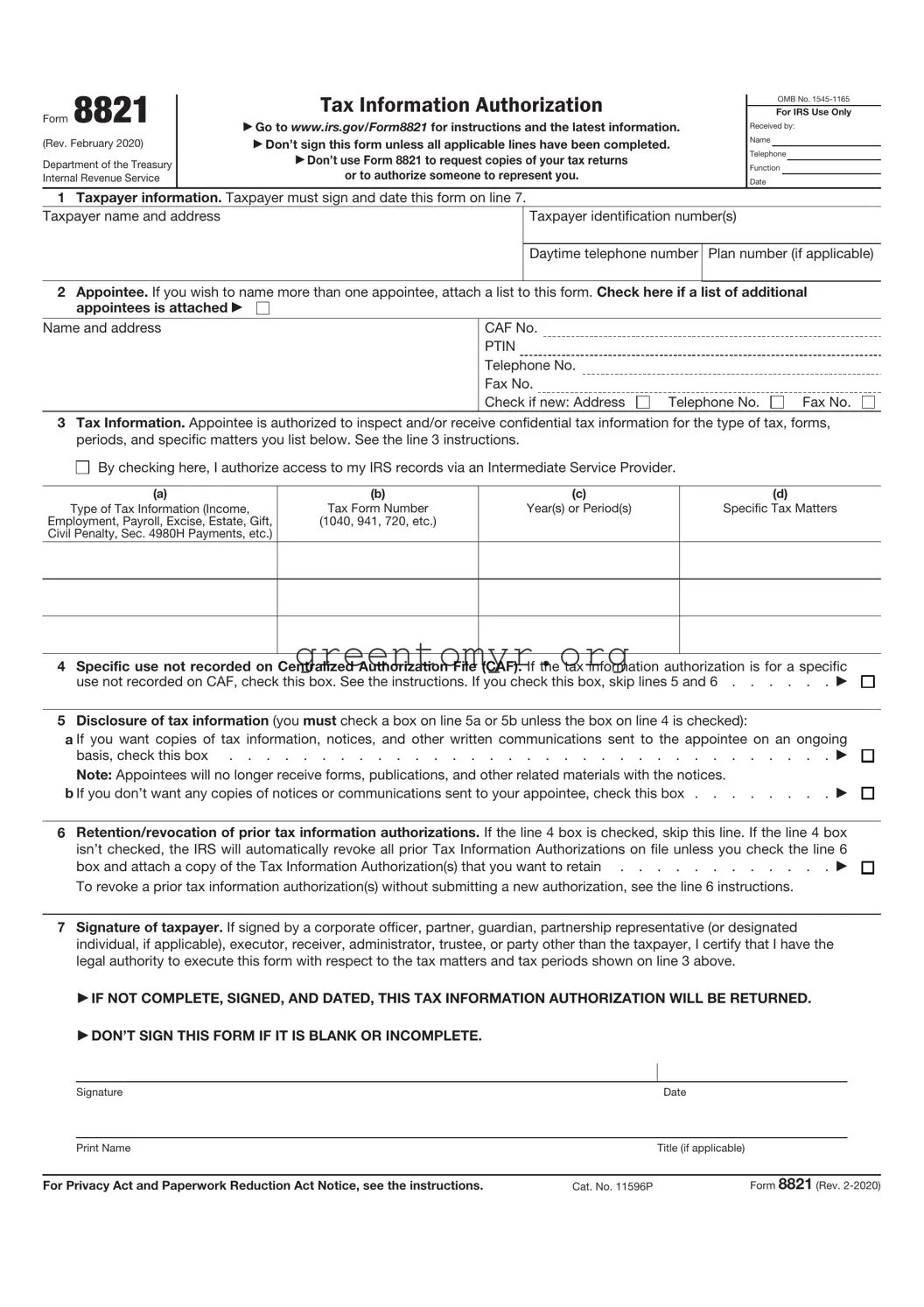 Fill in a Valid IRS 8821 Template
