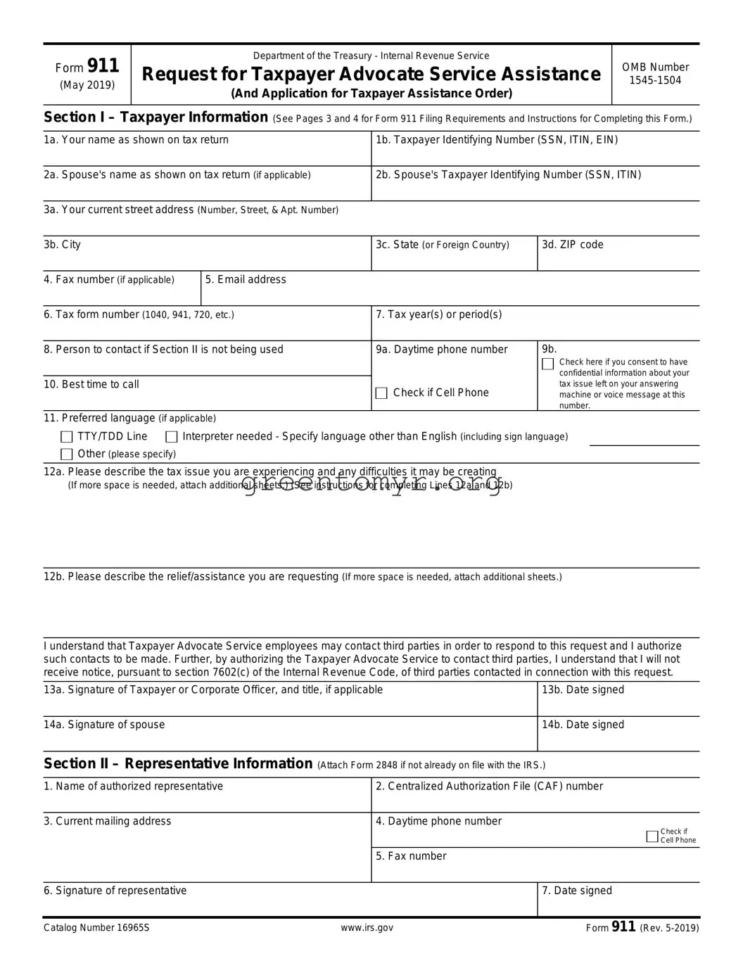 Fill in a Valid IRS 911 Template