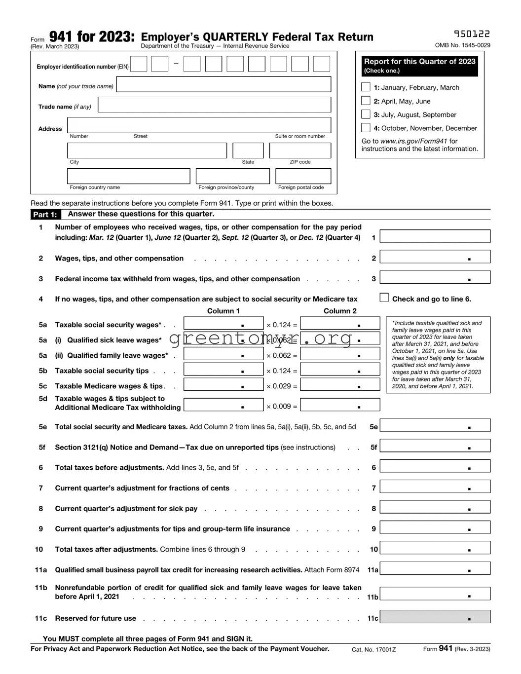 Fill in a Valid IRS 941 Template