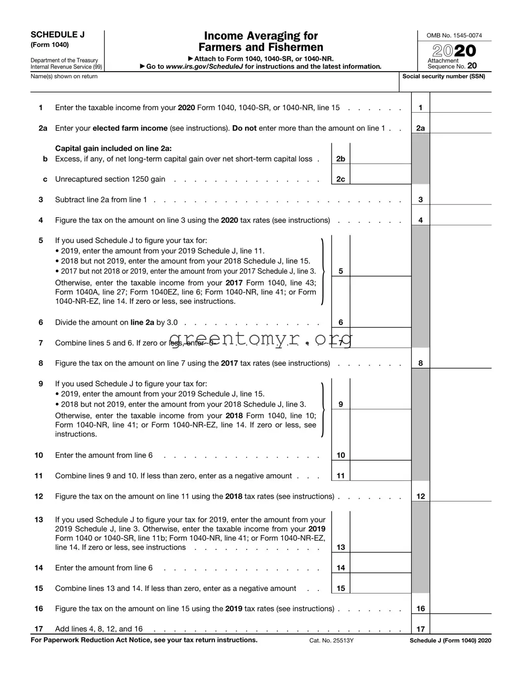Fill in a Valid IRS Schedule J 1040 Template