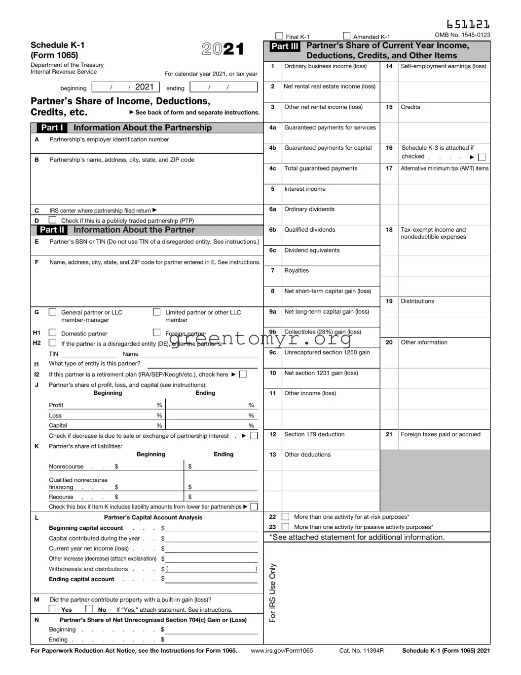 Fill in a Valid IRS Schedule K-1 1065 Template