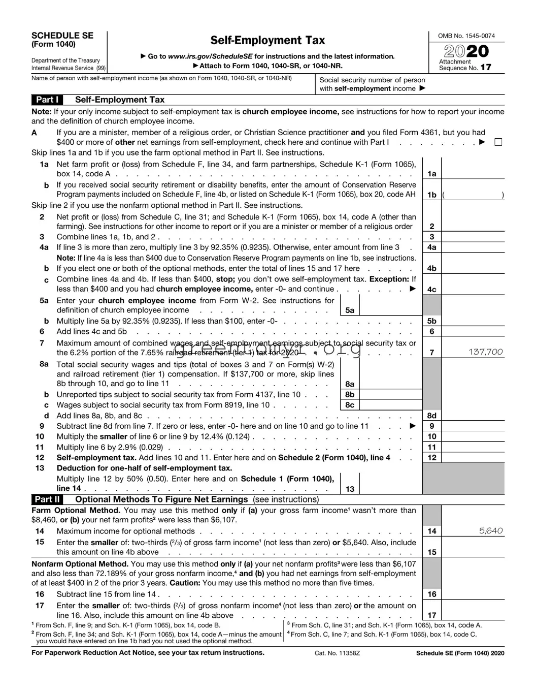 Fill in a Valid IRS Schedule SE 1040 Template