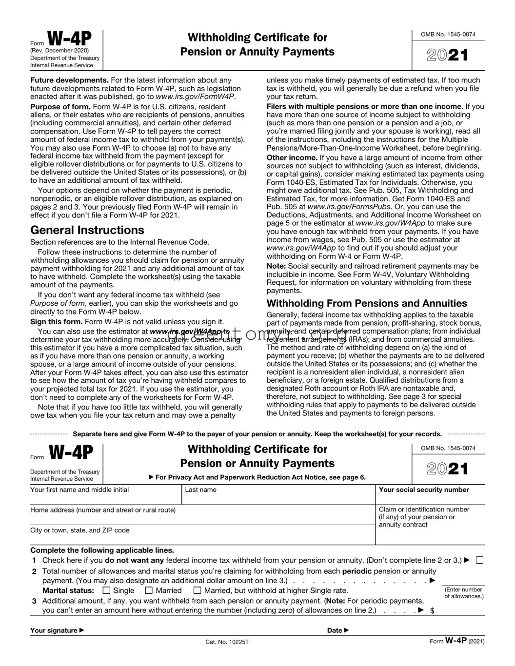 Fill in a Valid IRS W-4P Template