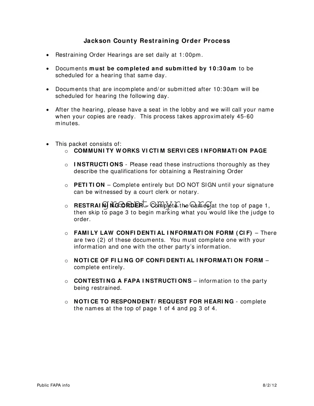 Fill in a Valid Jackson County Courthouse Restraining Order Template