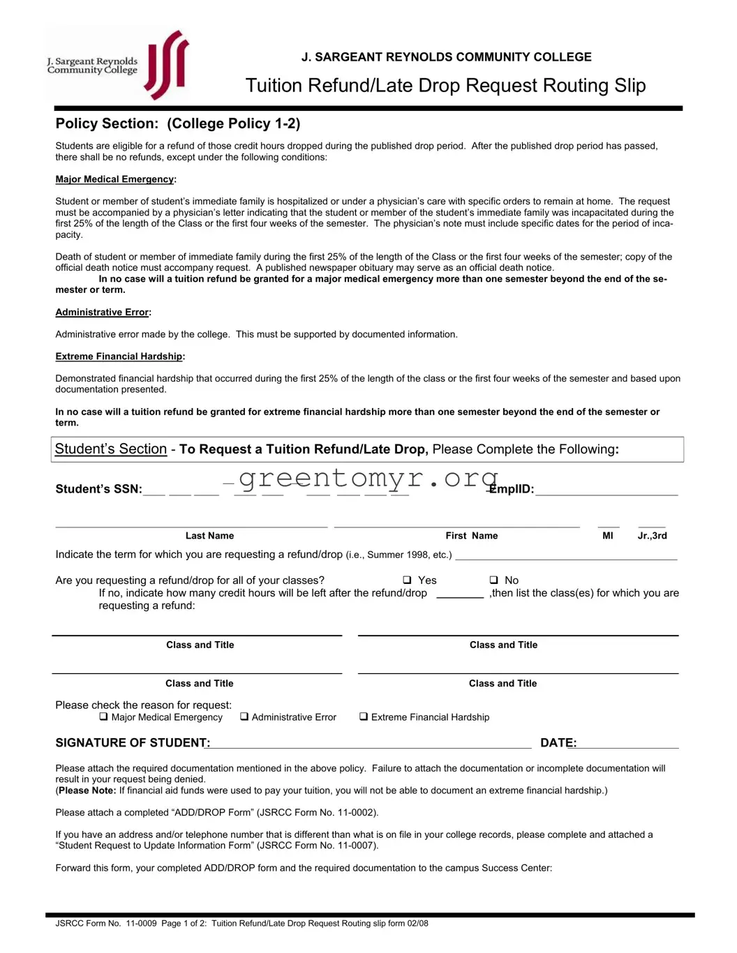 Fill in a Valid Jsrcc 11 0009 Template