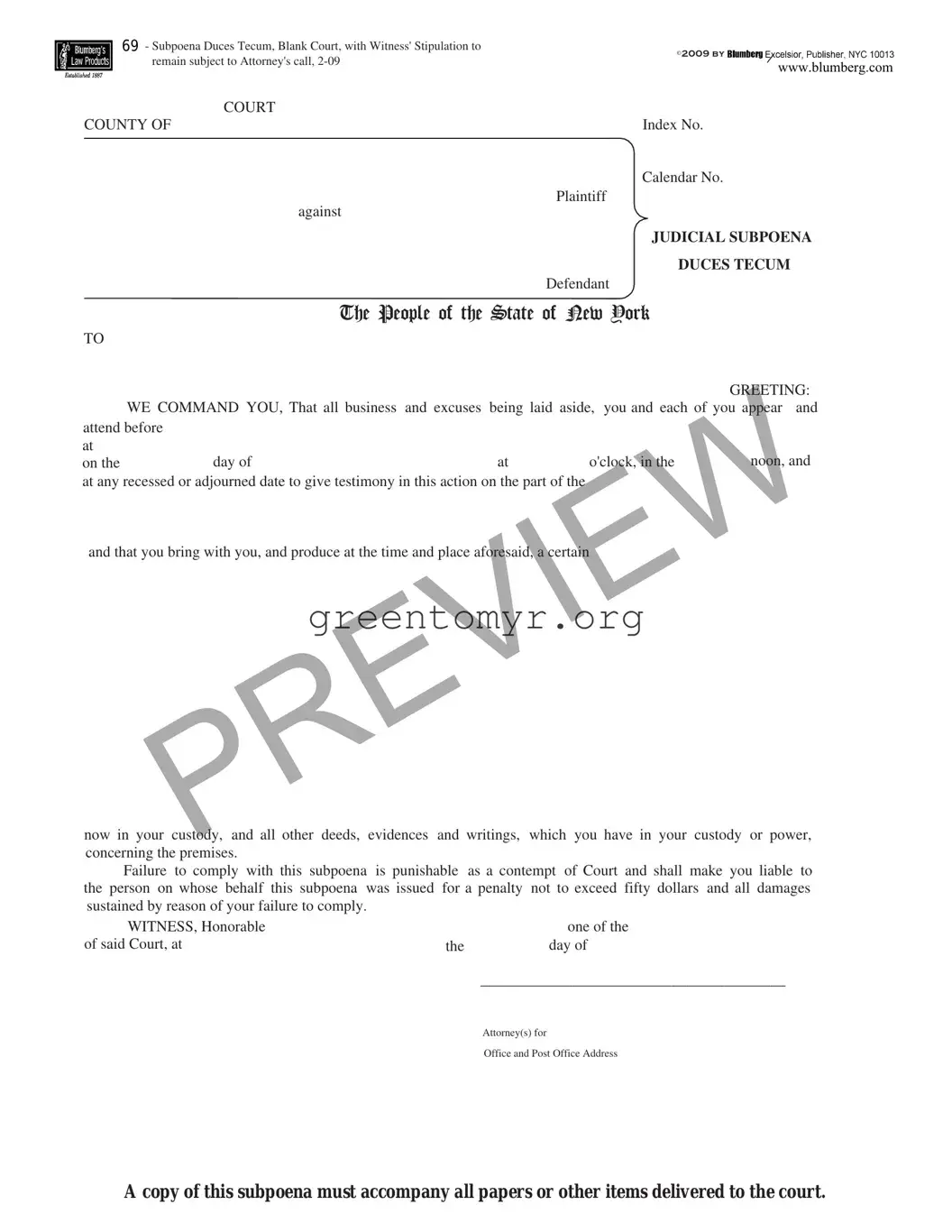 Fill in a Valid Judicial Subpoena Template