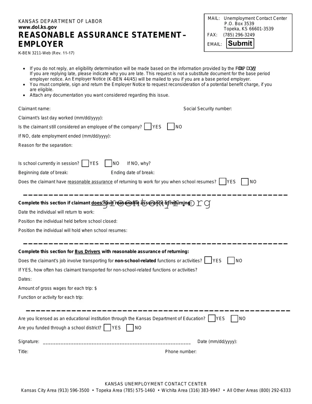 Fill in a Valid Kansas K Ben 3211 Template
