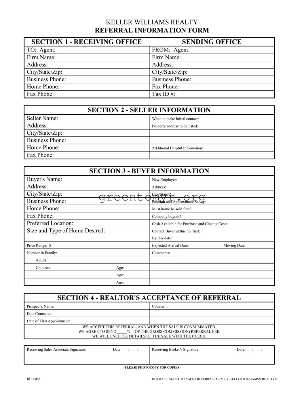 Fill in a Valid Keller Williams Template
