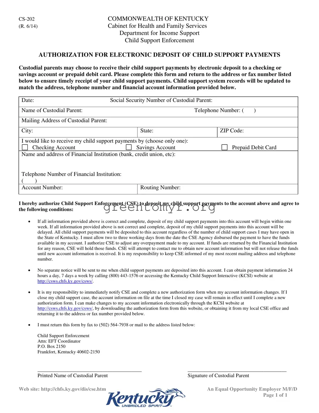 Fill in a Valid Kentucky Cs 202 Template
