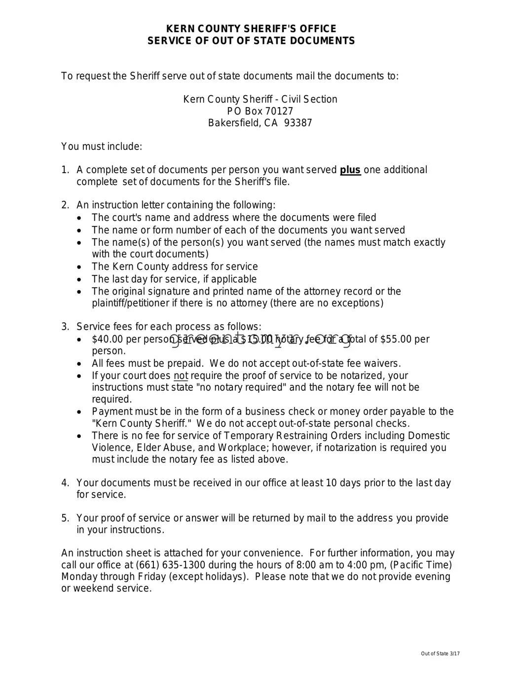 Fill in a Valid Kern County Sheriff Restraining order form Template