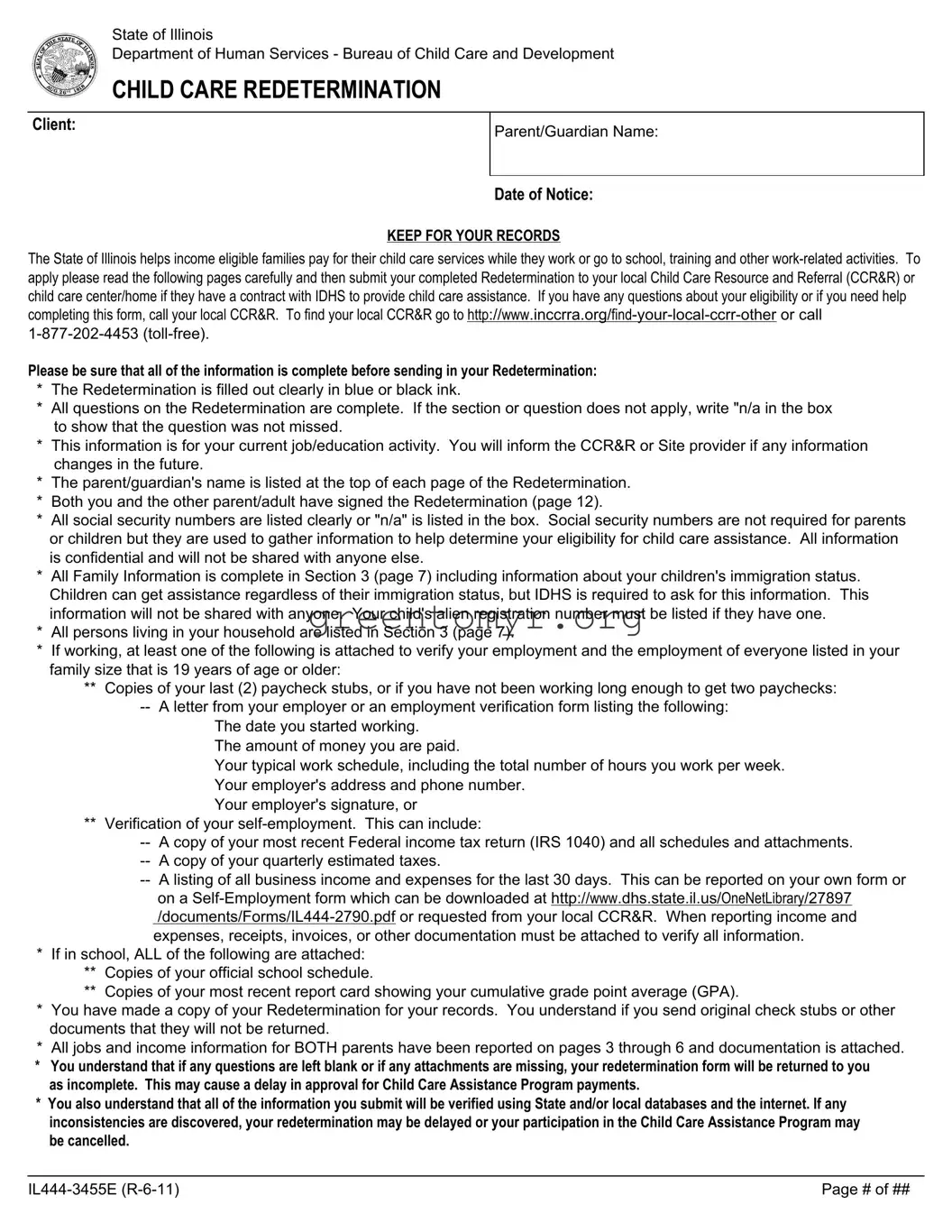 Fill in a Valid Kids Redetermination Template