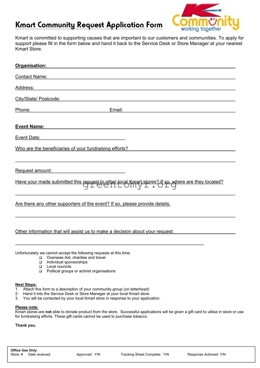 Fill in a Valid Kmart Donation Request Template